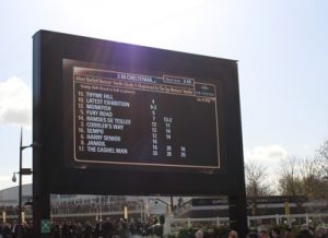 albert barlet novices hurdle race board at cheltenham gold cup day