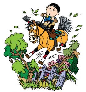 cross country horse and jockey cartoon