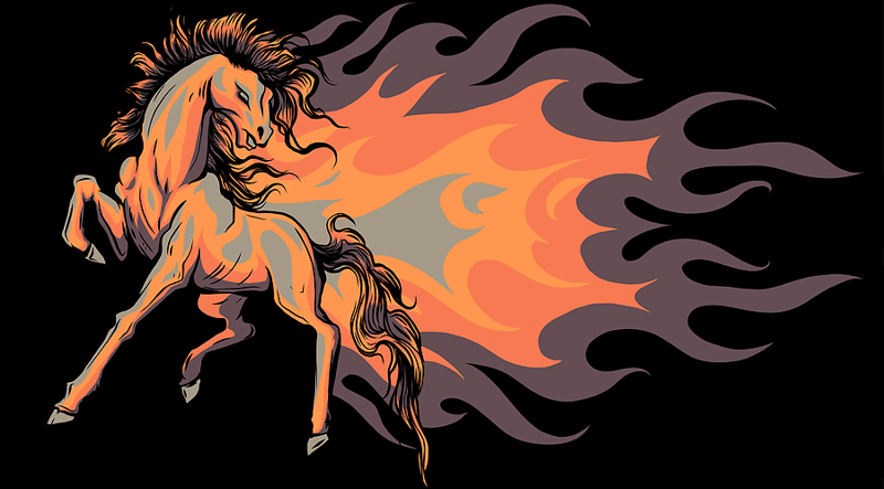 hot horse graphic horse with flames