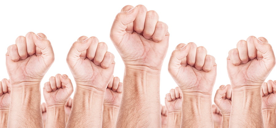 many hands raised in the air together syndicate