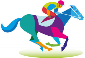 colourful jockey and horse