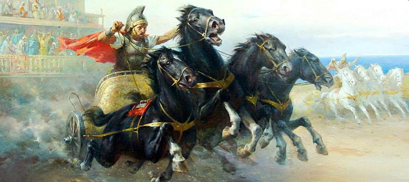 painting roman chariot race by Victor Michailovich Semernev