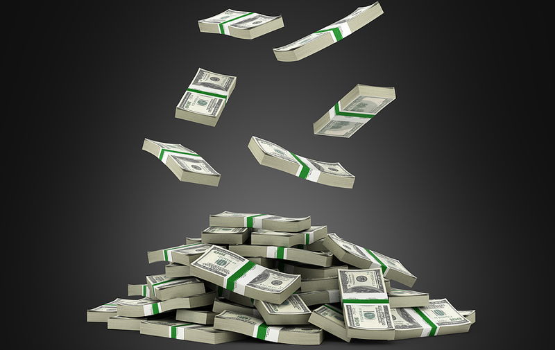 pile of bank notes in bundles money tax levy cash