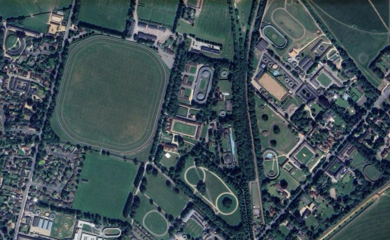 aerial view freemason lodge and stables amo racing
