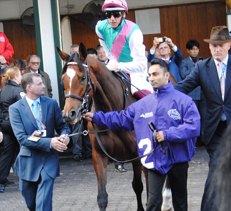 Enable, Frankie Dettori and John Gosden at the 2018 Breeders' Cup